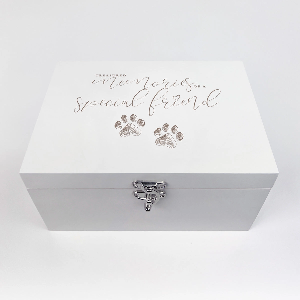 'Treasured Memories' Pet Memorial White Wooden Keepsake Box