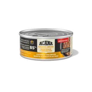 Acana Cat Chunks in Broth Chicken & Tuna Recipe 5.5oz adult cat food, best cat food for adults