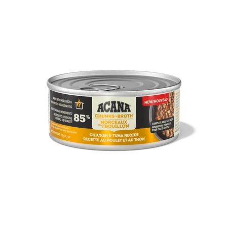Acana Cat Chunks in Broth Chicken & Tuna Recipe 5.5oz adult cat food, best cat food for adults