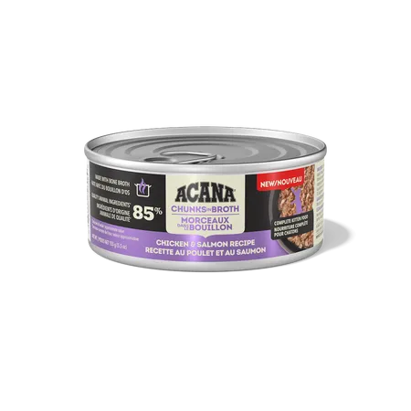 Acana Kitten Chunks in Broth Chicken & Salmon Recipe kitten care supplies, kitten milk replacer