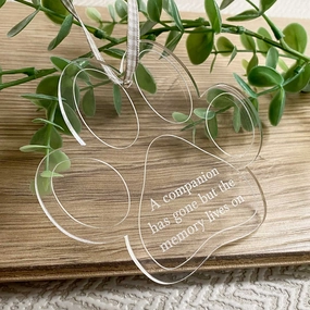 Acrylic Memorial Paw Print Hanging Decoration 'The Memory Lives On' - Colour Options poultry halters,bird leash