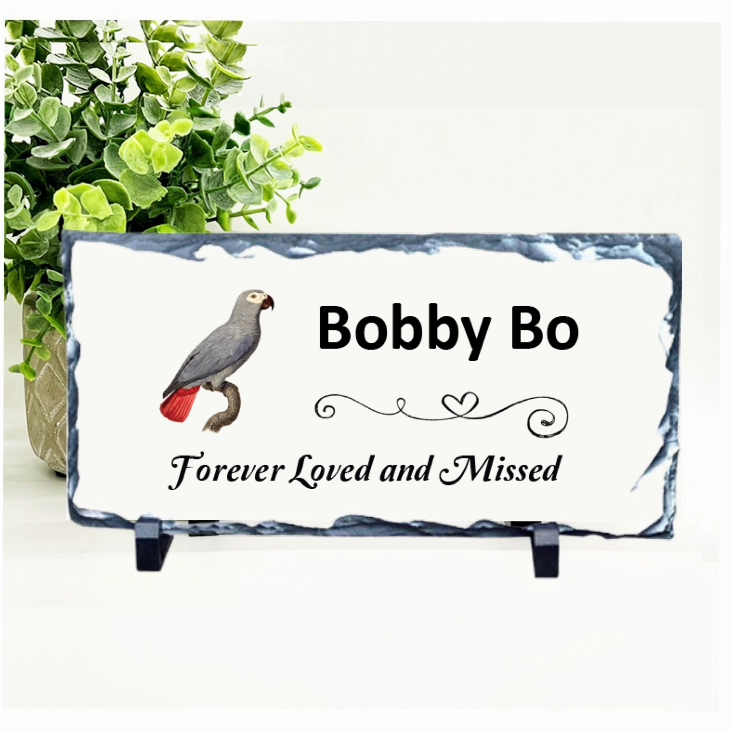 African Grey Memorial Stone - Forever Loved and Missed