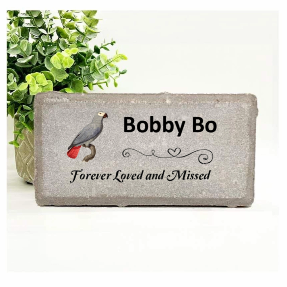 African Grey Memorial Stone - Forever Loved and Missed show poultry,grooming poultry