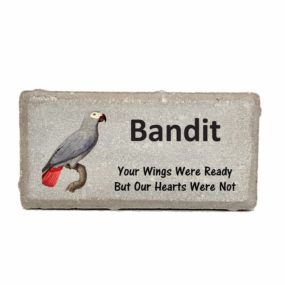 African Grey Memorial Stone - Your Wings Were Ready But Our Hearts Were Not