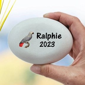 African Grey Memorial Stone- Personalized African Grey Sympathy Gift - Custom Bird Memorial Gift