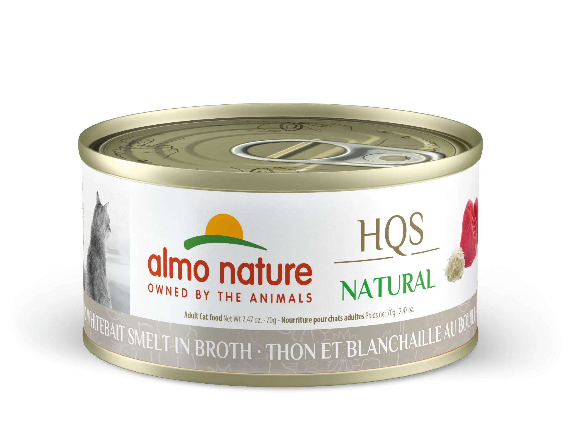 Almo Nature HQS Natural Tuna & Whitebait Smelt in Broth 70g dry cat food, cat kibble