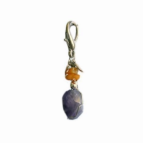Amber And Amethyst Healing Dog Collar Charm Pawmulet dog collar charm,pet tag