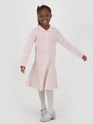 Angels Face Girls Amina Check Knitted Dress in Pink