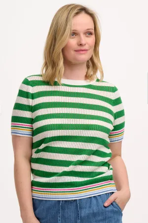 Arden Knit Top in Green/White Stripe