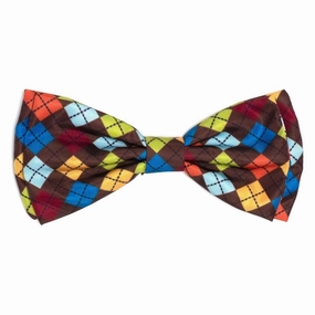 Autumn Argyle Dog Bow Tie dog collar accessory,collar decor