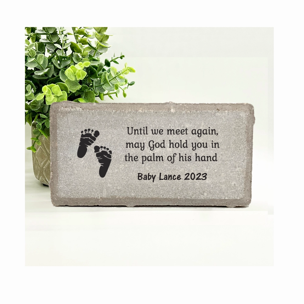 Baby Memorial Stone - Until we meet again, May God hold you in the palm of his hand show poultry,grooming poultry