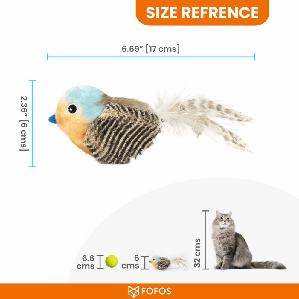 Barkbutler x Fofos Blue Bird with Catnip Balls Interactive Toy for Cats
