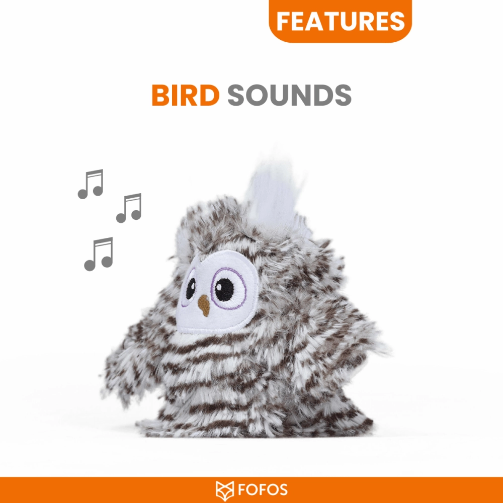 Barkbutler x Fofos Flapping Owl Chirping Interactive Toy for Cats (Brown)