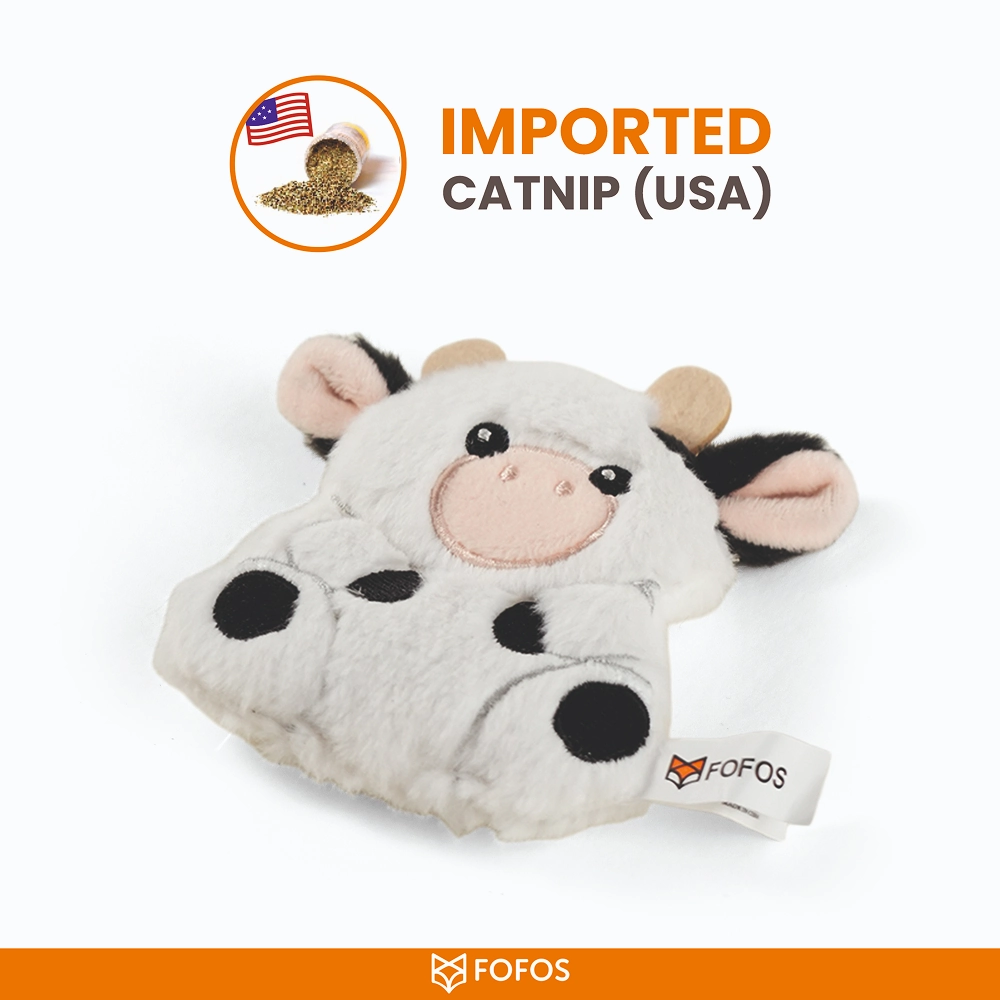 Barkbutler x Fofos Floppy Crinkle Cow Catnip Toy for Cats