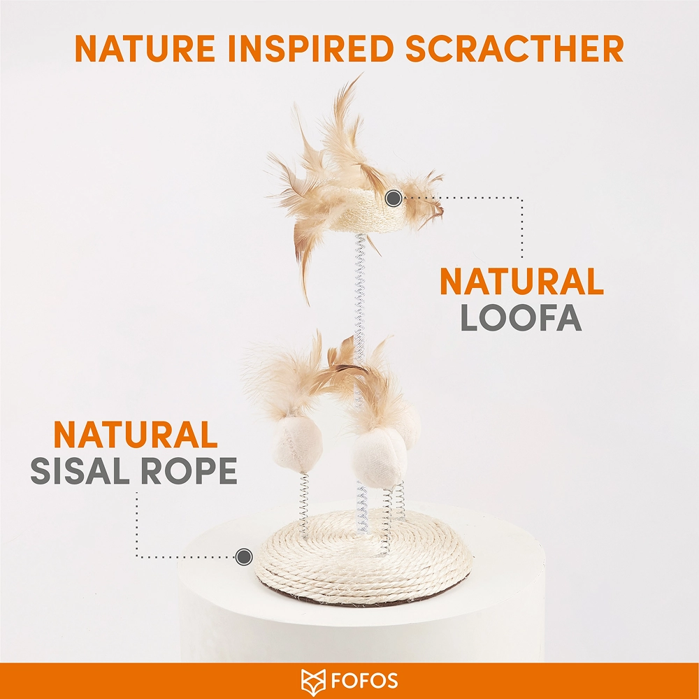 Barkbutler x Fofos Interactive Natural Wobbler Teaser Toy for Cats