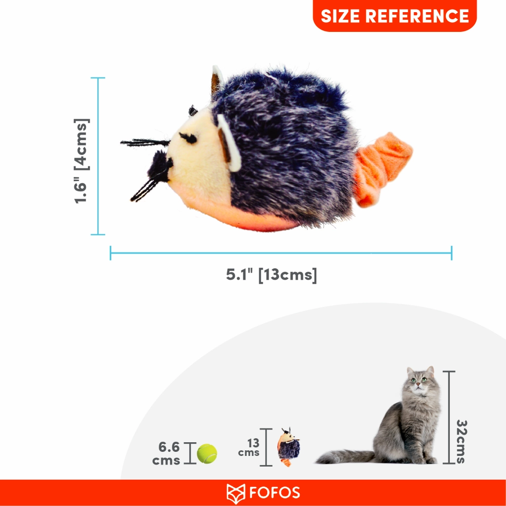 Barkbutler x Fofos Pull String & Sound Chip Mouse Shaped Electronic Toy for Cats (Grey)