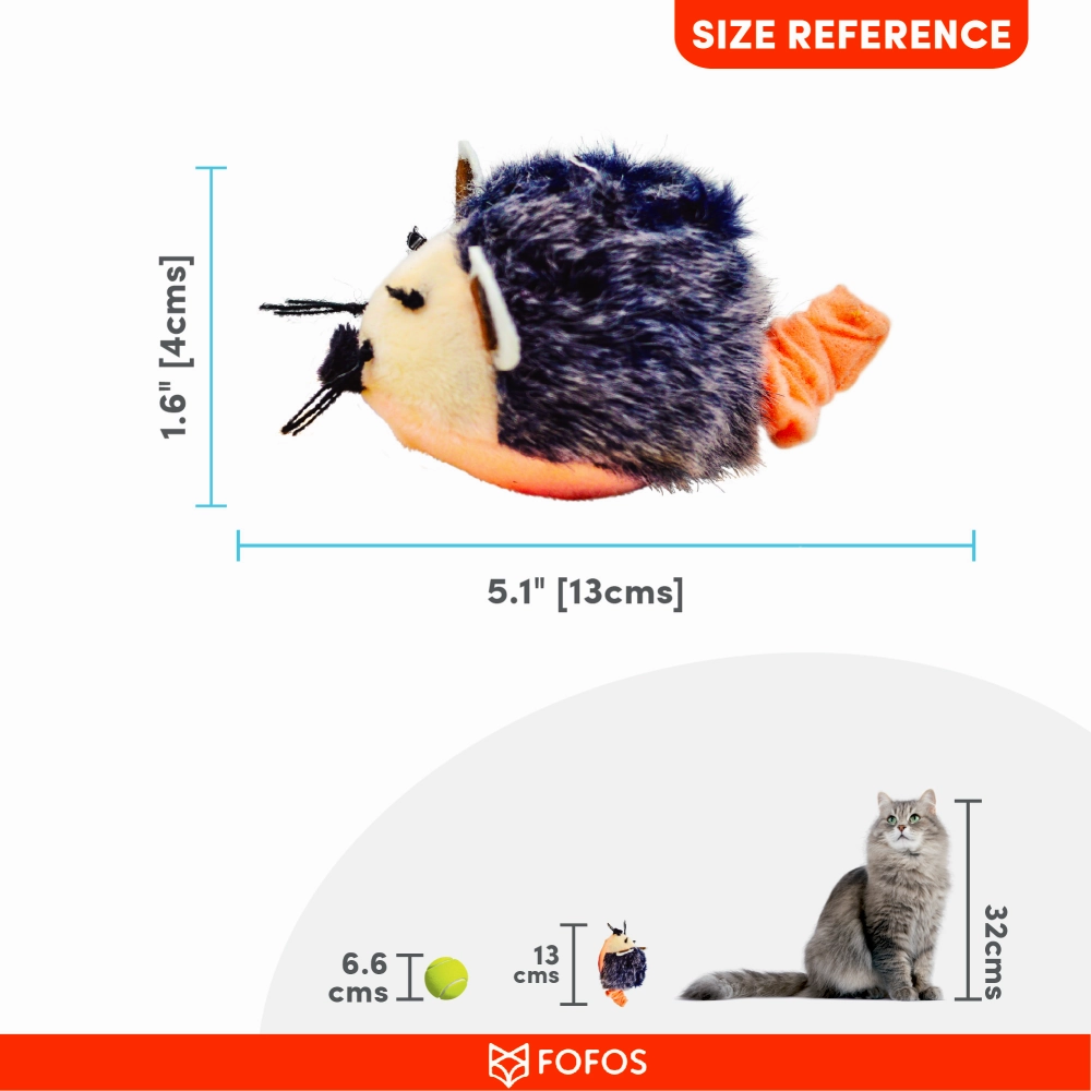 Barkbutler x Fofos Pull String & Sound Chip Mouse Shaped Electronic Toy for Cats (Grey)