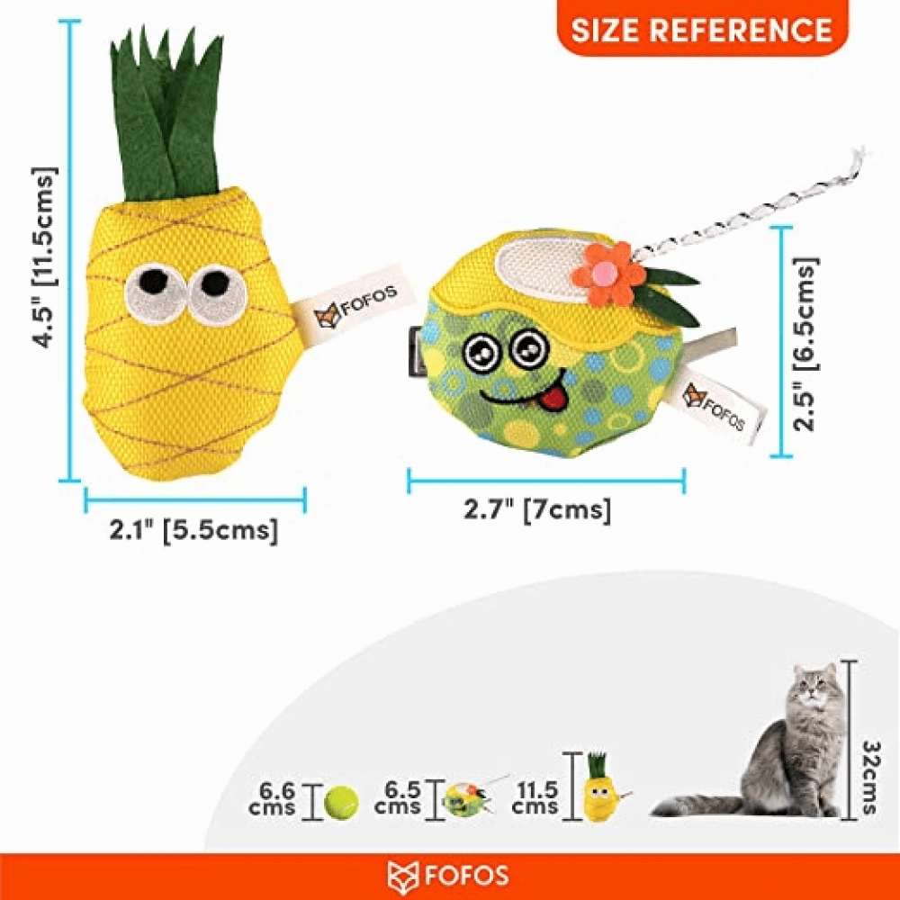 Barkbutler x Fofos Summer Juice with Pineapple Interactive Toy for Cats (Yellow)