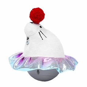 Barkbutler x Fofos Whirling Laser Electronic Sea Lion Tumbler Toy for Cats (White/Grey)