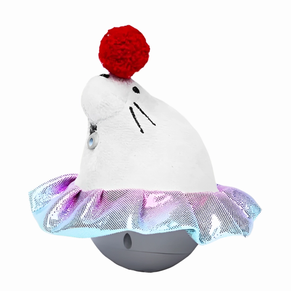 Barkbutler x Fofos Whirling Laser Electronic Sea Lion Tumbler Toy for Cats (White/Grey)