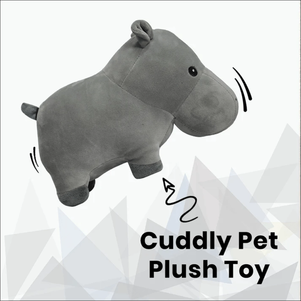 Basil Cuddly Soft Hippo Plush Toy for Dogs and Cats (Grey)