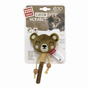 Bear Catch & Scratch Eco line with Slivervine Leaves and Stick cat toy set,cat teaser