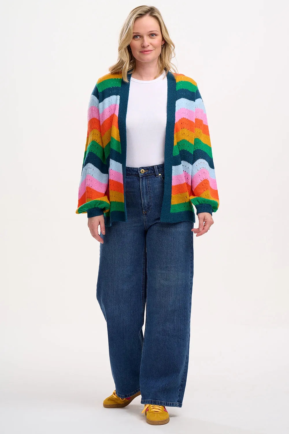 Bella Cardigan in Multi Rainbow Waves