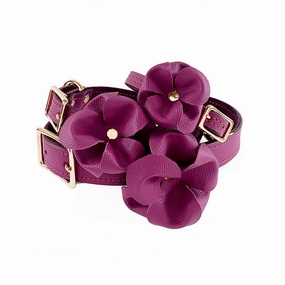 Beverly Classic Leather Dog Flowerette Slider Amethyst dog collar accessory,collar decor