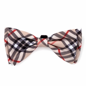 Bias Plaid Tan Dog Bow Tie Large dog collar accessory,collar decor