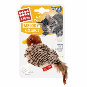 Bird 'Melody chaser'w/motion activated sound chip and feather (bird sound) cat toy set,cat teaser