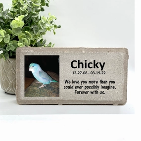 Bird Memorial Stone with Photo - Completely Personalized