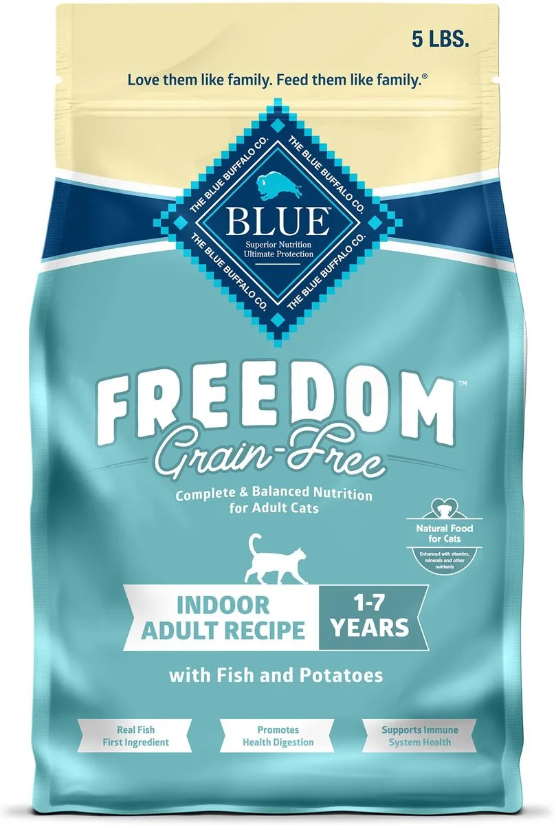 Blue Buffalo Freedom Indoor Adult Fish Recipe Grain-Free Dry Cat Food healthy cat food, premium dry cat food