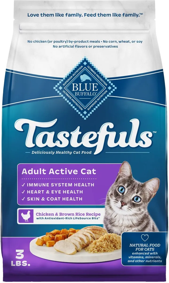 Blue Buffalo Tastefuls Active Natural Chicken Adult Dry Cat Food indoor dry cat food, healthy cat kibble