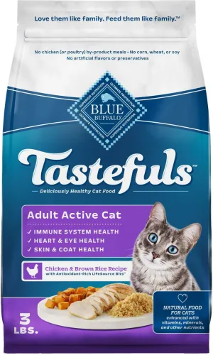 Blue Buffalo Tastefuls Active Natural Chicken Adult Dry Cat Food indoor dry cat food, healthy cat kibble