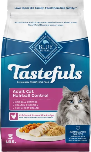 Blue Buffalo Tastefuls Hairball Control Chicken & Brown Rice Recipe Adult Dry Cat Food indoor dry cat food, healthy cat kibble