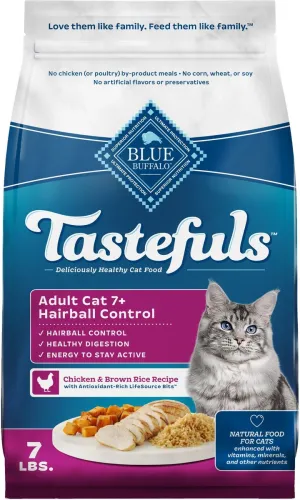 Blue Buffalo Tastefuls Hairball Control Natural Chicken & Brown Rice Recipe Adult 7  Dry Cat Food indoor dry cat food, healthy cat kibble