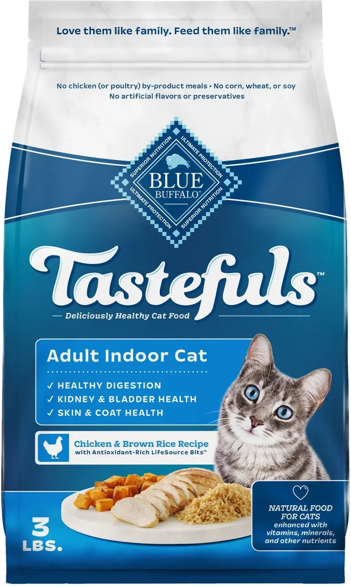 Blue Buffalo Tastefuls Indoor Adult Cat Chicken & Brown Rice Recipe Dry Food healthy cat food, premium dry cat food