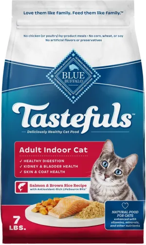 Blue Buffalo Tastefuls Indoor Adult Cat Salmon & Brown Rice Recipe Dry Food healthy cat food, premium dry cat food