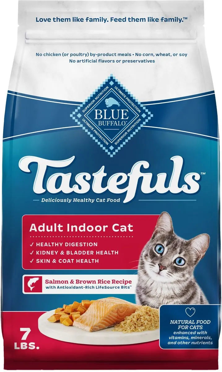 Blue Buffalo Tastefuls Indoor Adult Cat Salmon & Brown Rice Recipe Dry Food healthy cat food, premium dry cat food