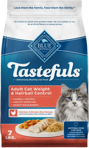 Blue Buffalo Tastefuls Indoor Hairball & Weight Control Chicken & Brown Rice Recipe Adult Dry Cat Food healthy cat food, premium dry cat food