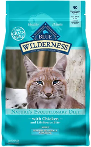 Blue Buffalo Wilderness Grain Free Indoor Hairball Control Chicken Recipe healthy cat food, premium dry cat food