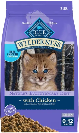 Blue Buffalo Wilderness High Protein Natural Grain-Free Chicken Kitten Dry Cat Food indoor dry cat food, healthy cat kibble