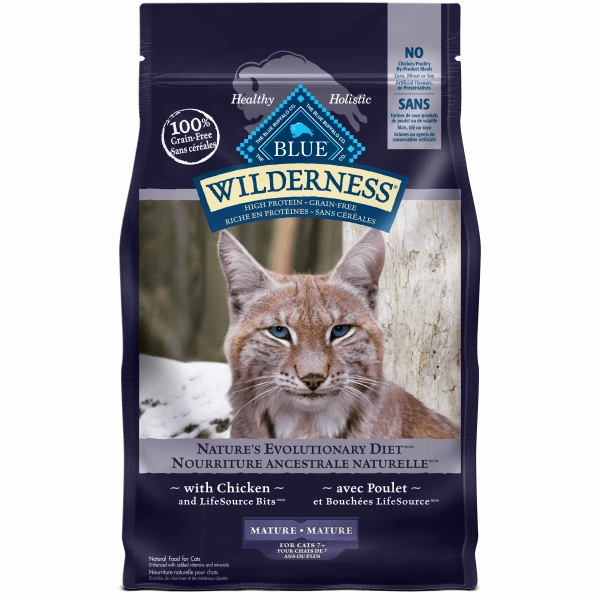 BLUE Wilderness Grain Free Mature Chicken Recipe Dry Cat Food, 5lb
