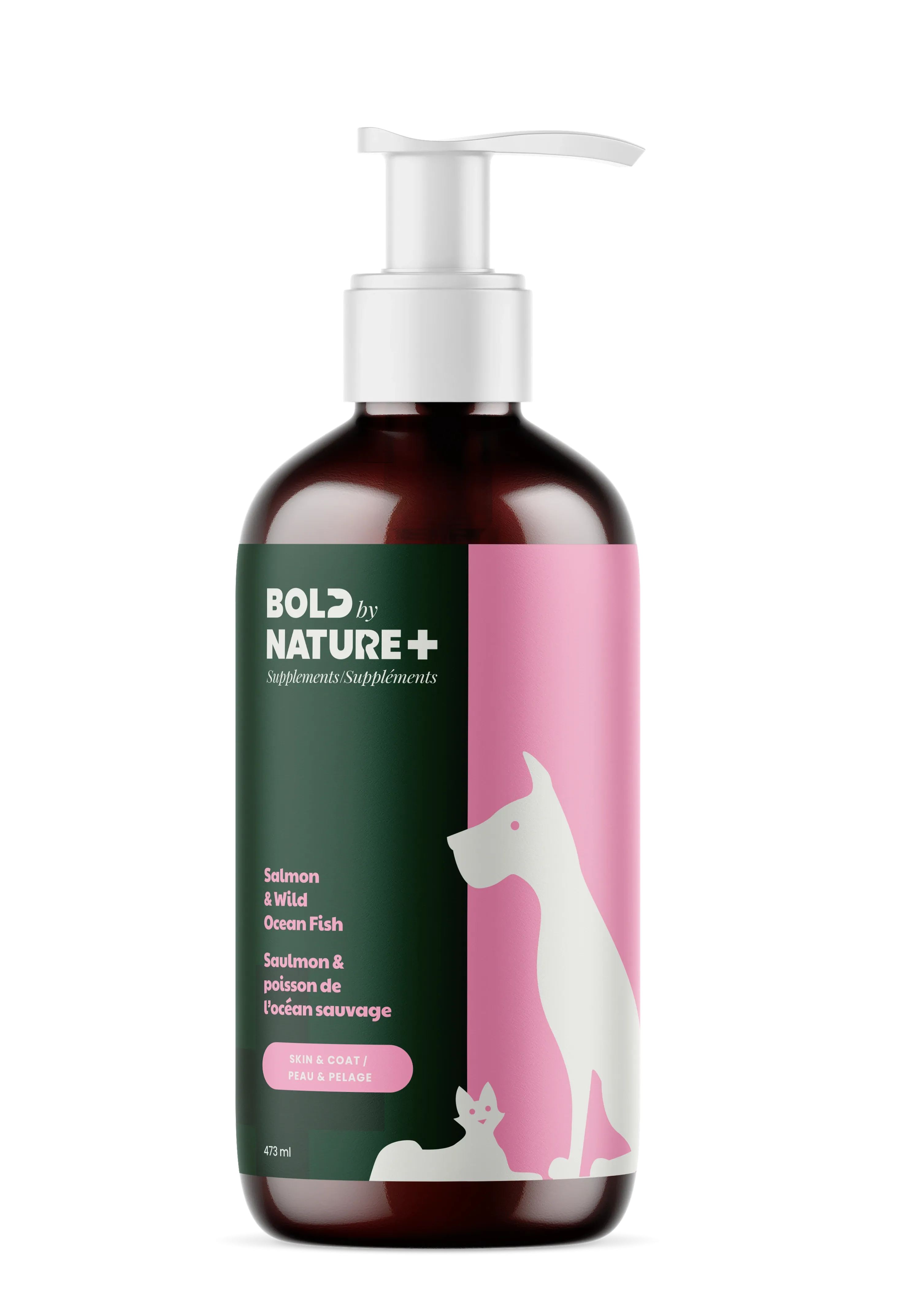Bold by Nature  Salmon & Wild Ocean Fish Skin & Coat 473ml cat vitamins, cat immune support