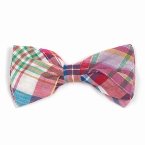 Bright Patch Madras Dog Bow Tie Large dog collar accessory,collar decor