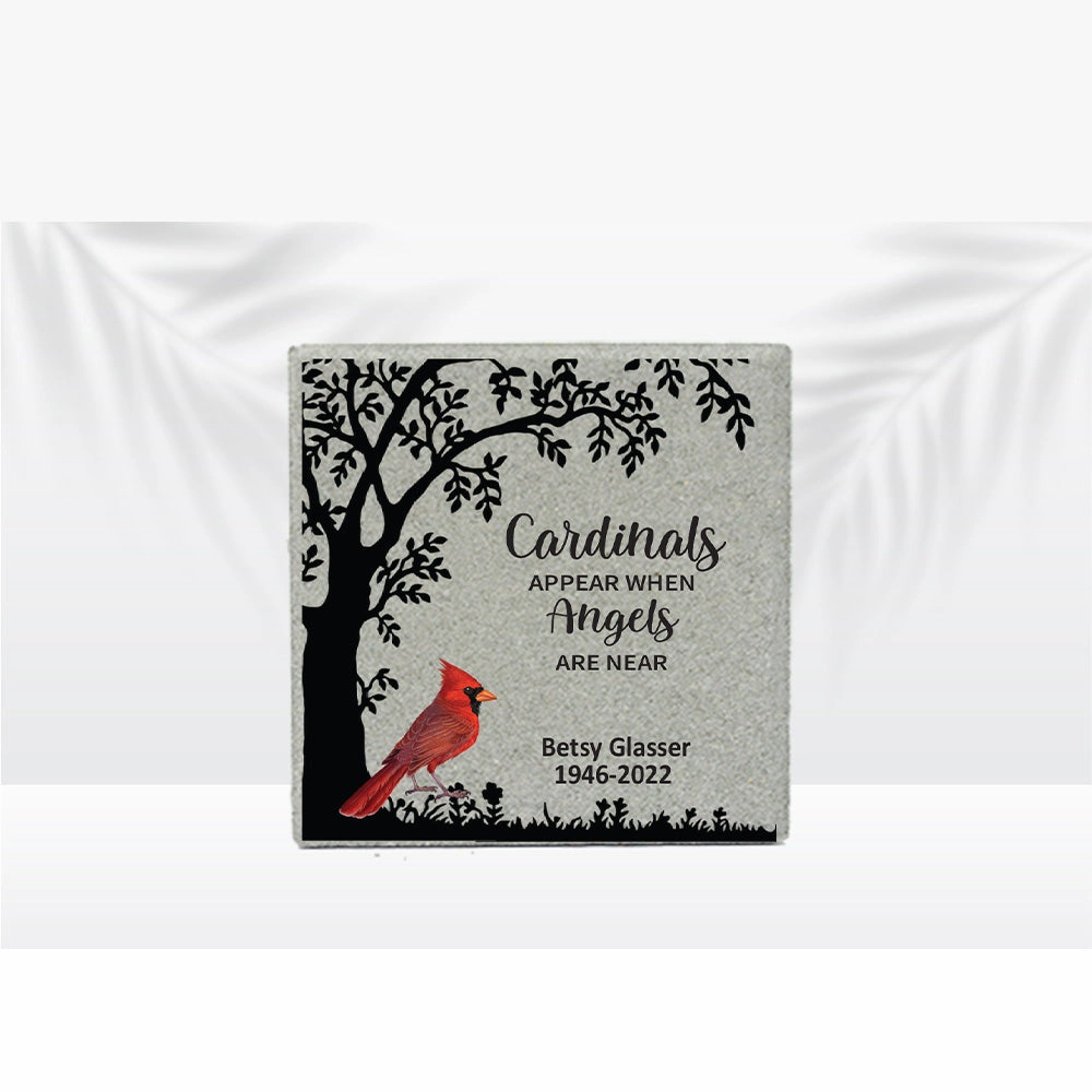 Cardinal Memorial Stone - 12" x 12"- Cardinals Appear When Angels Are Near show poultry,grooming poultry
