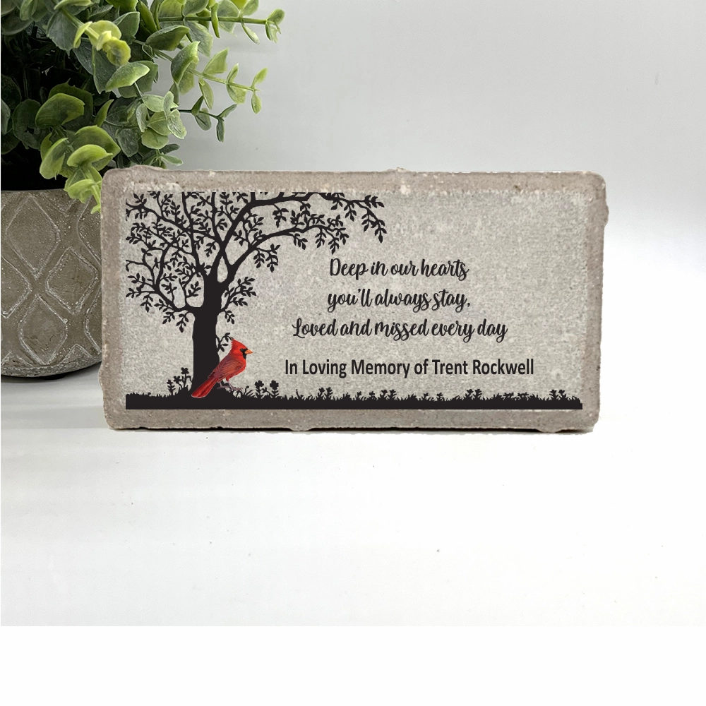 Cardinal Memorial Stone - Deep in our hearts you'll always stay show poultry,grooming poultry