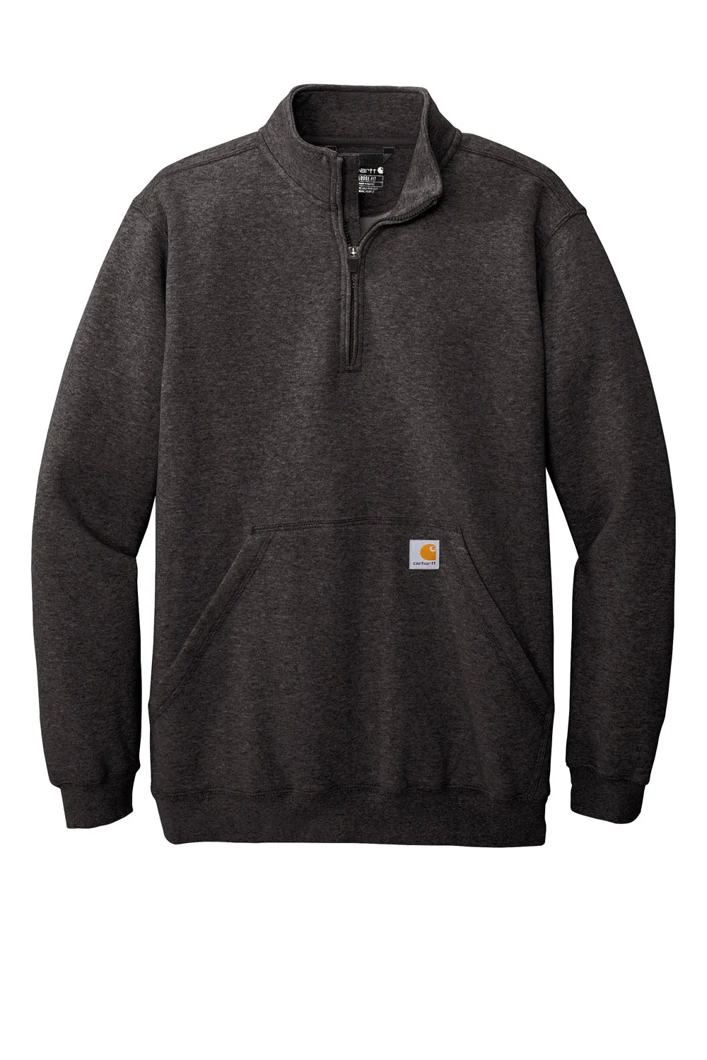 Carhartt Mens 1/4 Zip Sweatshirt w/ Pouch Pocket - Heather Carbon Grey