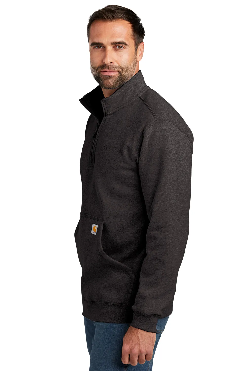 Carhartt Mens 1/4 Zip Sweatshirt w/ Pouch Pocket - Heather Carbon Grey