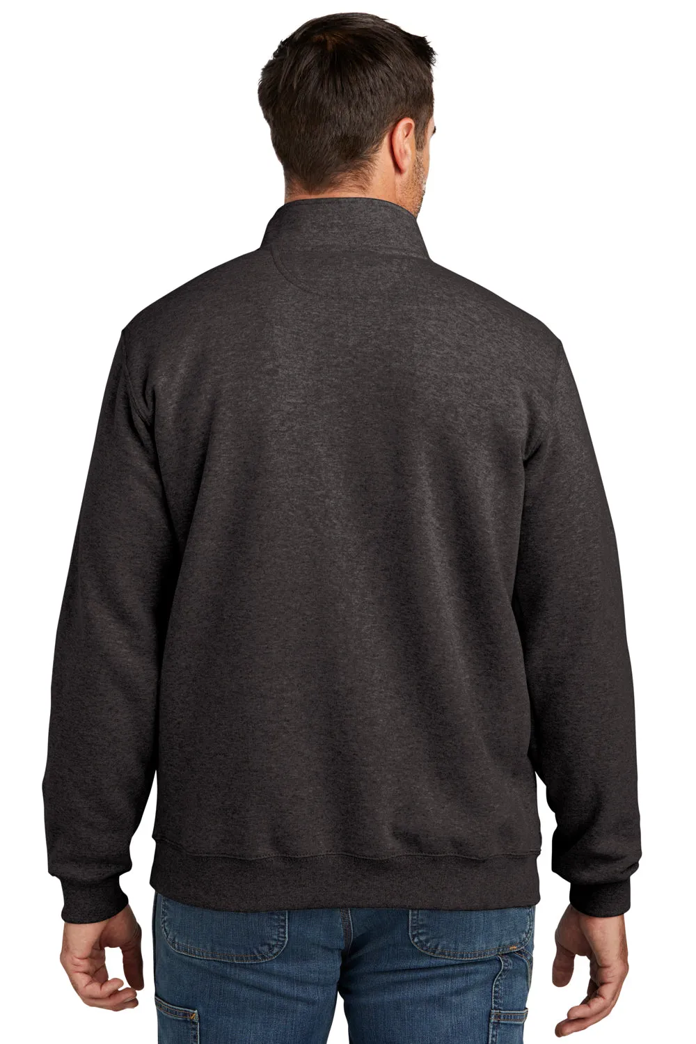 Carhartt Mens 1/4 Zip Sweatshirt w/ Pouch Pocket - Heather Carbon Grey